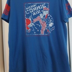 Club Grunt Style Blue Graphic Men's T-Shirt with Patriotic Print XL